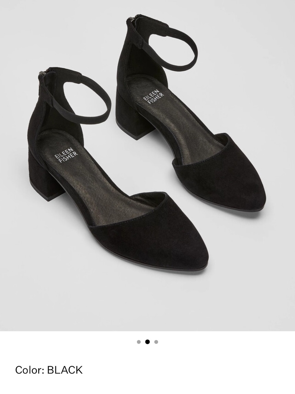 Women's Eileen Fisher Goldie Suede Pump Classic Ankle Strap Quiet Luxury